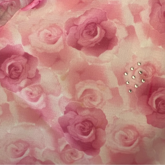 🌸EBITA: Girl size 3, pink rose pattern short sleeve dress, preowned. - Picture 6 of 13